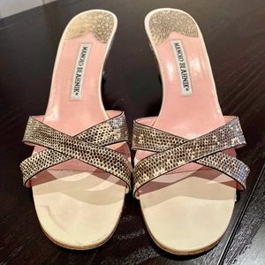 Manolo Blahnik Kitten Heel Sandals